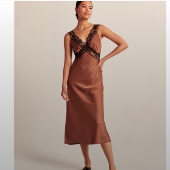 Abercrombie & Fitch satin slip midi dress sz SMALL - Picture 1 of 10